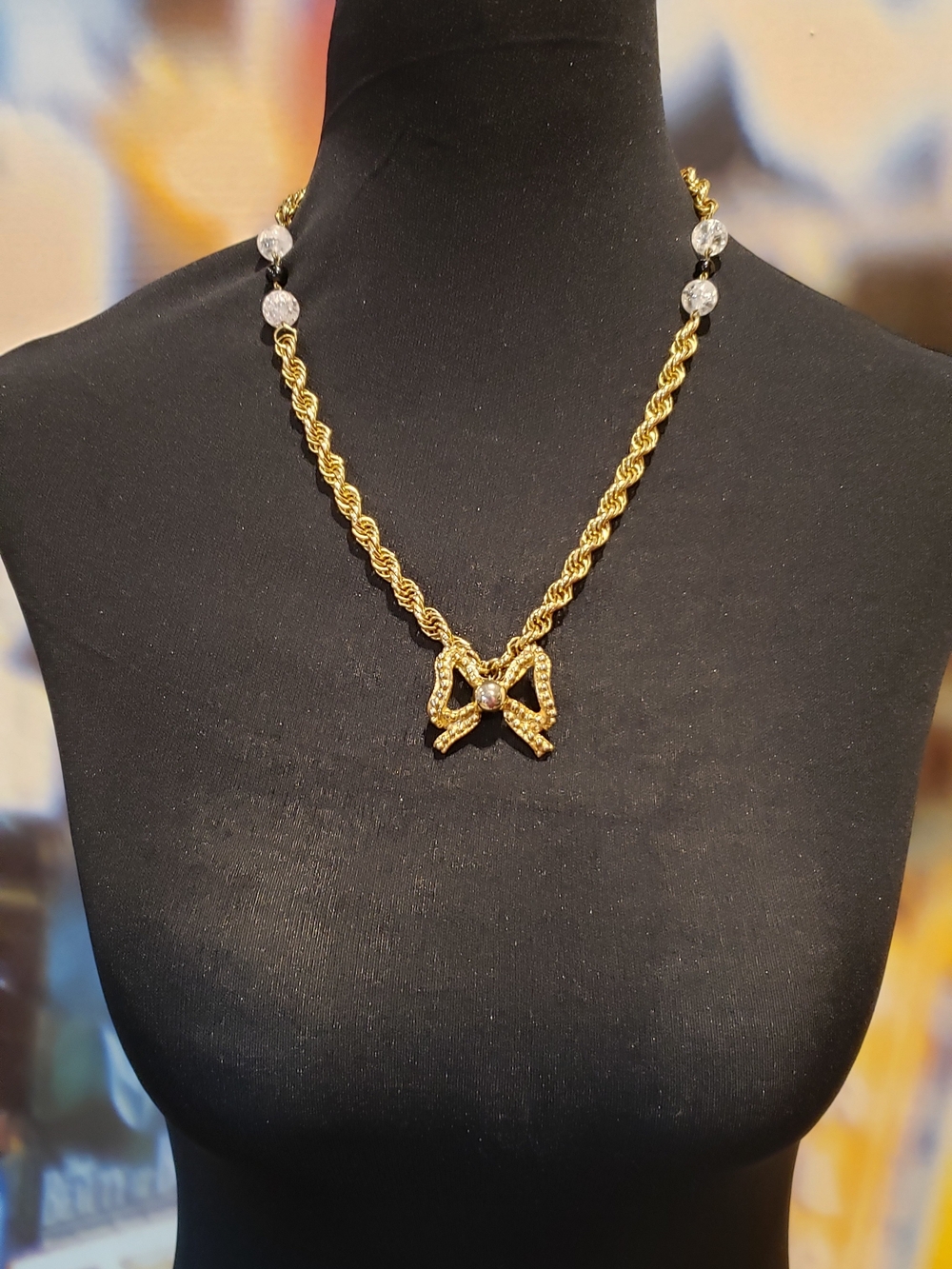 Bow Pendant Rope Chain Necklace - Picture 7 of 7